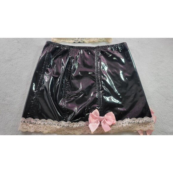 Dolls Kill Widow Black Pink Lace Two-Piece Set Sz S Kawaii Goth E Girl Lingerie - Picture 5 of 12